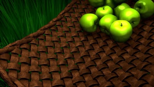 Manzanas verdes frescas en una cesta