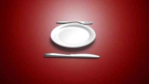 Animated Cutlery Arranges Around a White Plate