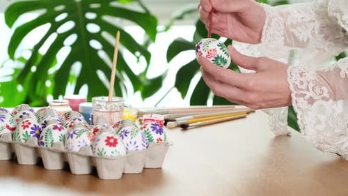 Preparing for Easter holiday. Easter egg decoration