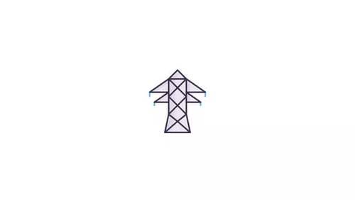 Geometric Electricity Pylon with Animated Spark Effects