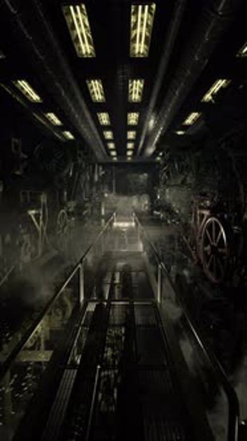 Futuristic Dark Industrial Corridor Flythrough Animation