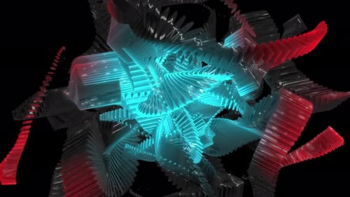 Blue And Red Crystal Geometry Background 4K