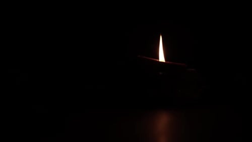 Diya Lamp Flame Glowing in the Darkness