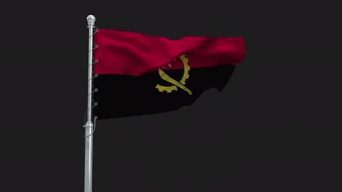 Angola Flag Waving in Realistic Motion