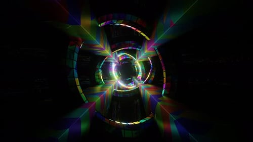 Multicolor Rings In Walls Background Vj Loop In 4K