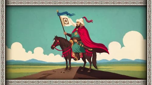 Ancient Mongol Commander Riding Across The Steppe