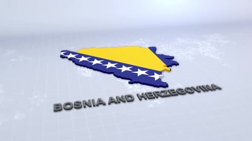 Bosnia and Herzegovina 3D Map Flag Reveal Animation