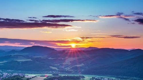 Beautiful Sunset Green Rural Country in Europe