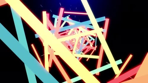 Camera Flying Through Paper Tunnel, Abstract High Tech Loop Animation Of Paper Cut Tunnel.
