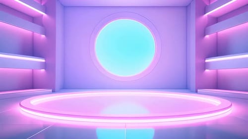 Neon Futuristic Stage with Circular Light Animation