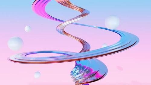 Abstract spiral curves and water surface video, 3d rendering.