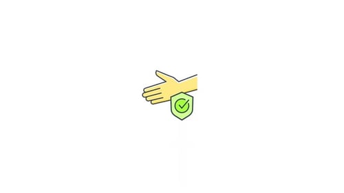 Animated Hand with Shield Checkmark Icon