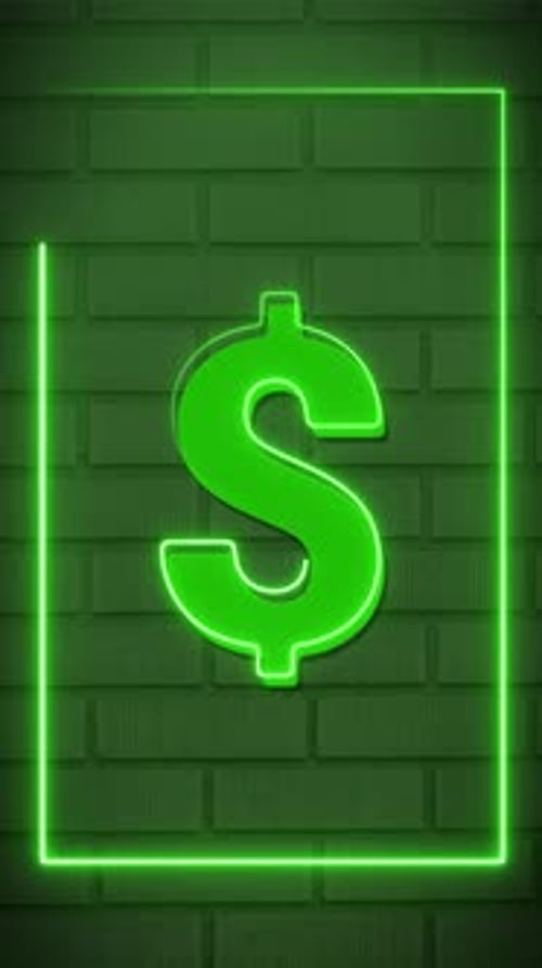 Money Dollar Currency Neon Border Animation Vertical