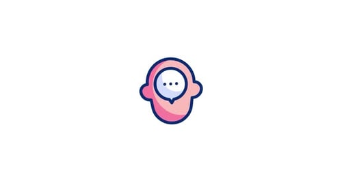 Animated Minimalist Head Icon with Chat Message Loading