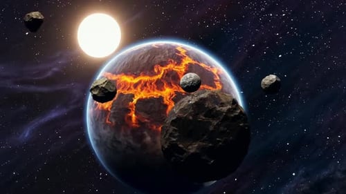 Die Kollision zweier Planeten im Weltraumhintergrund