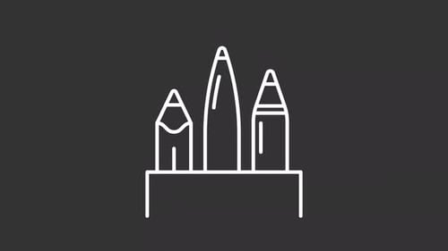 Animated Minimalist Outline Pencils Line Art Icon
