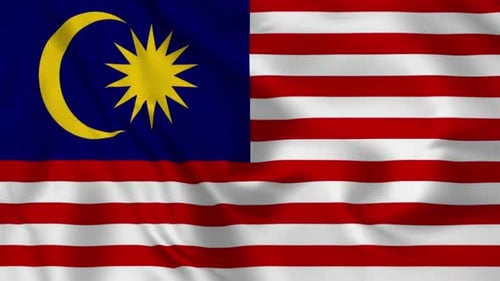 Malaysia Flag Realistic Waving Loop Animation
