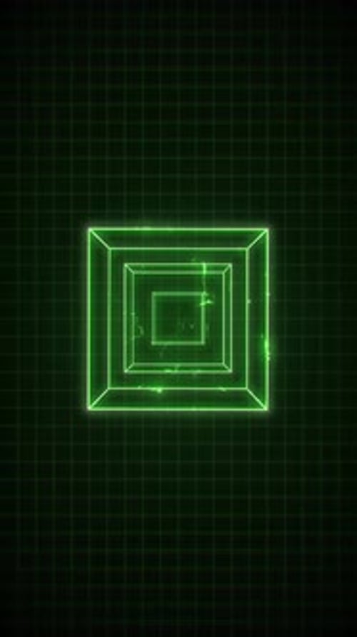 Retro Digital Green Computer Graphics Cube