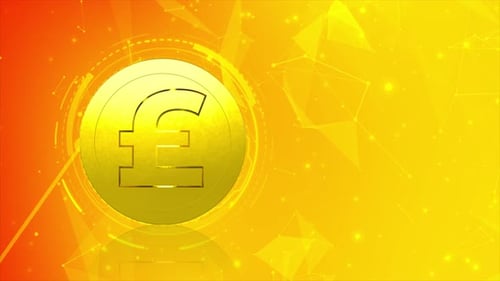 Pound Gold Coin With Plexus Background Loop V4