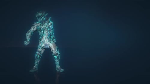 Glühender Cyborg-Tänzer