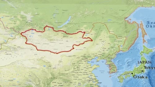 Animated Map Highlight of Mongolia Country Border