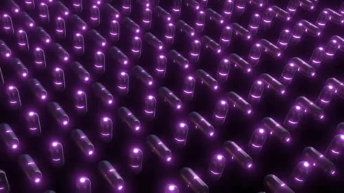 Futuristic Rotating Glowing Capsules Grid Background Loop