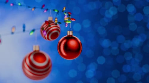 Christmas Ornaments Blinking Lights Holiday Background Loop