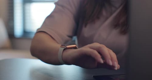 Woman Fingers Does Double Tap on Smart Watch for Handsfree Interaction 3d Rendering Incoming Call on