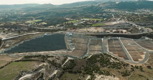 Aerial View of a Solar Power Plant Solar Panels Ecological Electricity