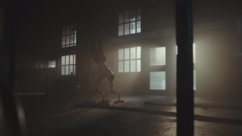 Man exercising handstand