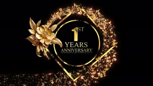 Elegant Golden Anniversary Frame with Swirling Particle Effect
