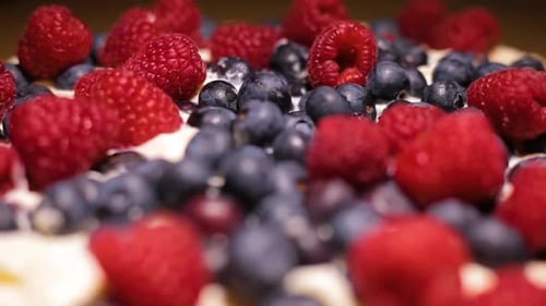 Fresh Raspberry and Blueberry Tart Close Up