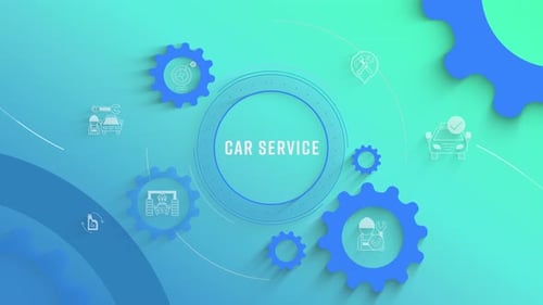 Flat Infographic Icons Background Car Service Loopable Animation