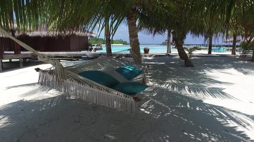 Relaxing hammock on tropical beach in exotic location