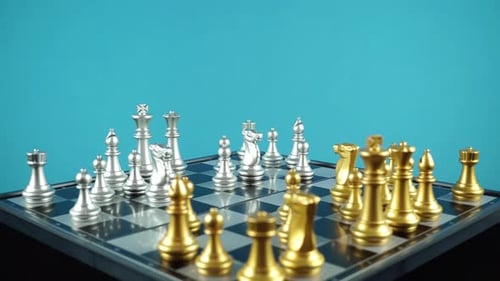 Chess Pieces on a Board, Abstract Strategy