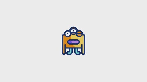 Animated Flat Design Cartoon Monster Character Icon Loop