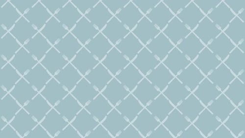 Yum Collection: A blue background with animated spoons and knives scrolling from bottom to top