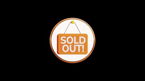 3D Animated Sold Out Sign with Golden Frame Overlay