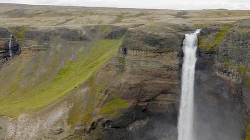 Majestic Haifoss and Glymur Waterfalls in Iceland Spring.