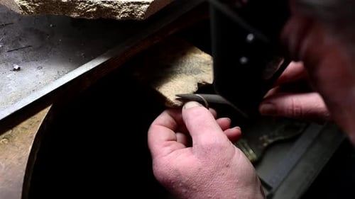 Gold Wedding Ring Craft By Goldsmith Isolated Macro Video Craft Jewelry Making with Professional