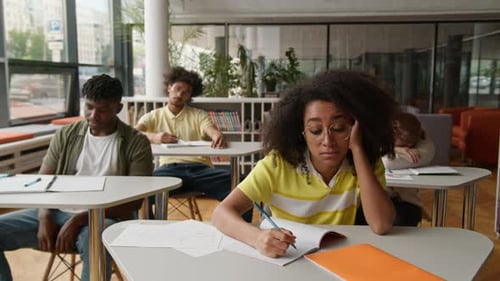 University High School Students College Lecture Class Lesson Sad Boring African American Guys Males