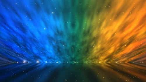 Colorful Abstract Aurora Reflections with Sparkling Particles Background