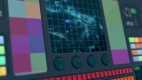 computador retrô com mapa estelar