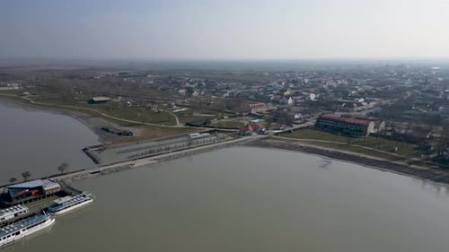 Drone Footage of Podersdorf Am See Beautiful Small Town on the Lakeshore