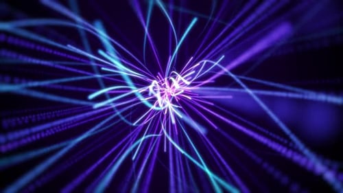 Bright purple and blue glowing energy lines expanding from center with smooth motion