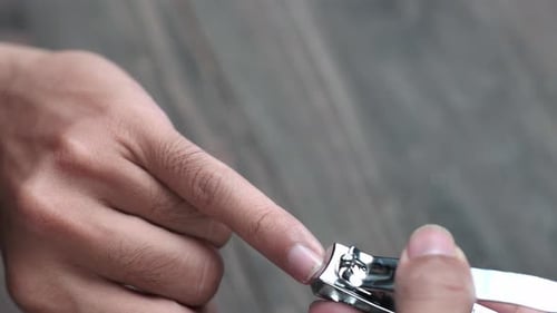 Close up of Little Finger Nail Clipping