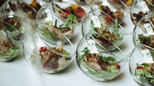 Elegant Salad Servings in Glass Bowls