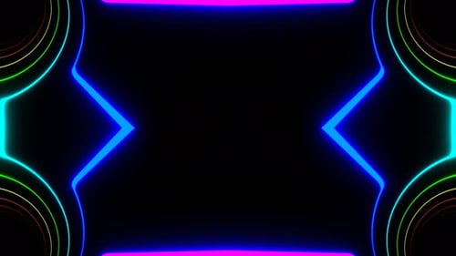 Mehrfarbiger rotierender spiralförmiger Neonlinienkaleidoskop-Hintergrund VJ Loop In 4K