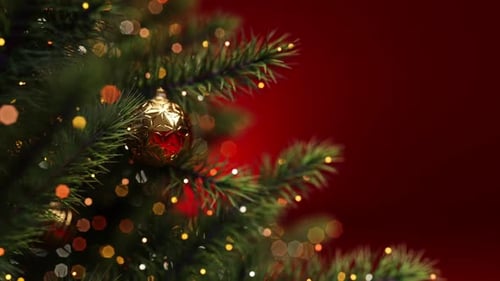 Decoración de árbol de Navidad, bolas doradas, 1080p