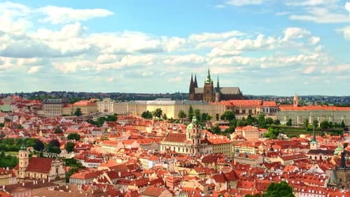 Prague City Across Rooftops and Castle Prague Castle From Above Prague Historic Castle with Modern